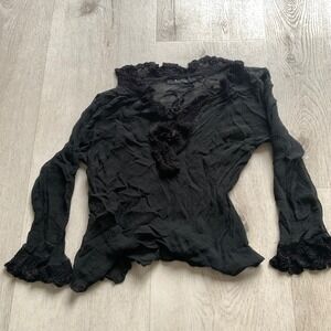 ECI Black Long Sleeve Ruffle Blouse - Women's Sz xs